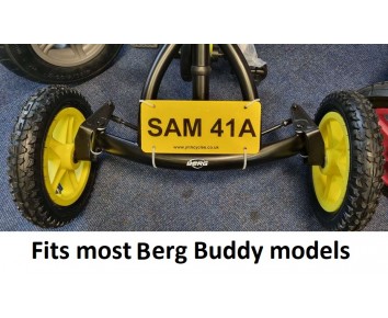 BERG or Grant go kart number plate, Suits Buddy or XL Berg range inc Traxx. Pre-drilled to suit Berg or Grant go-kart. 